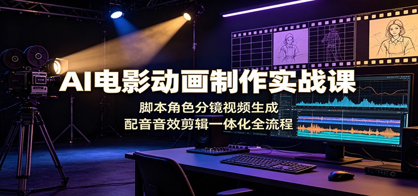 AI电影动画制作实战课：脚本角色分镜视频生成，配音音效剪辑一体化全流程-孔明聊项目