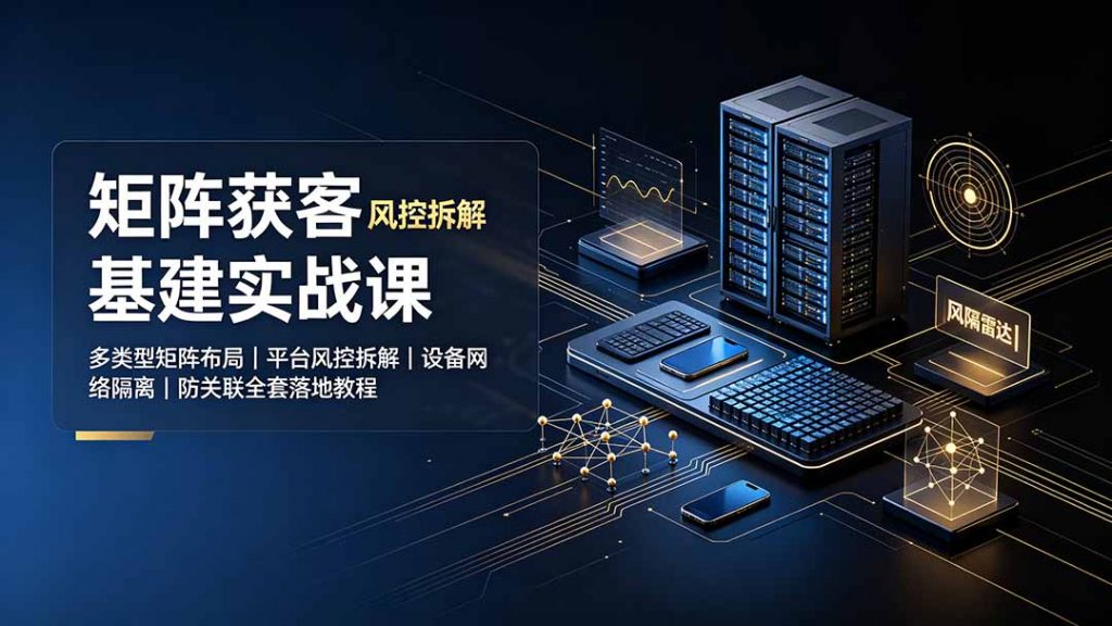 矩阵获客基建实战课:多类型矩阵布局|平台风控拆解|设备网络隔离|防关联全套落地教程-孔明聊项目