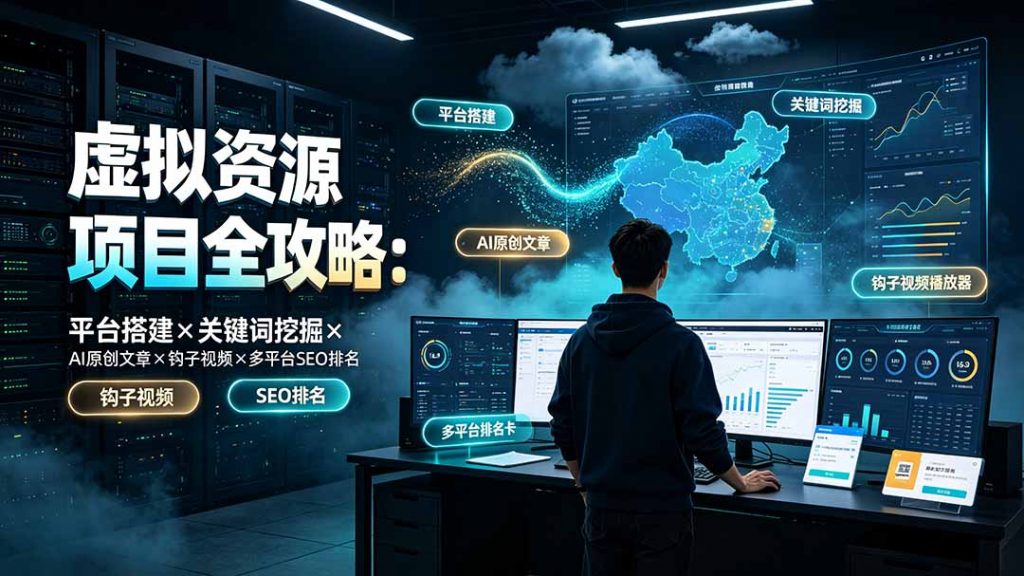 虚拟资源项目全攻略:平台搭建×关键词挖掘×AI原创文章×钩子视频×多平台SEO排名-孔明聊项目