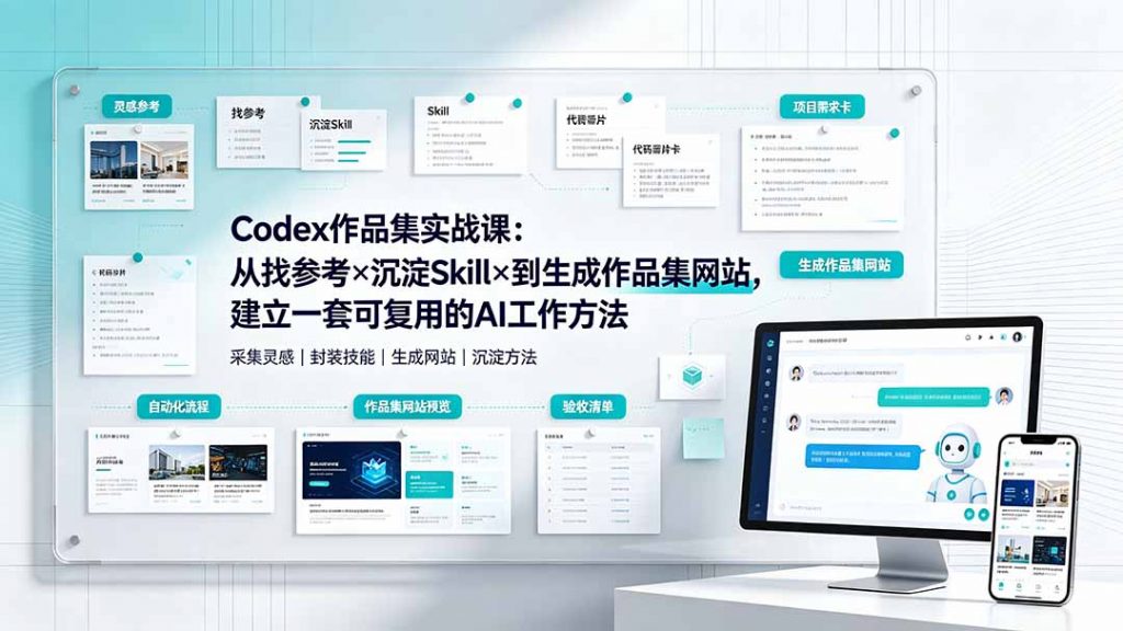 Codex作品集实战课：从找参考×沉淀Skill×到生成作品集网站，建立一套可复用的AI工作方法-孔明聊项目