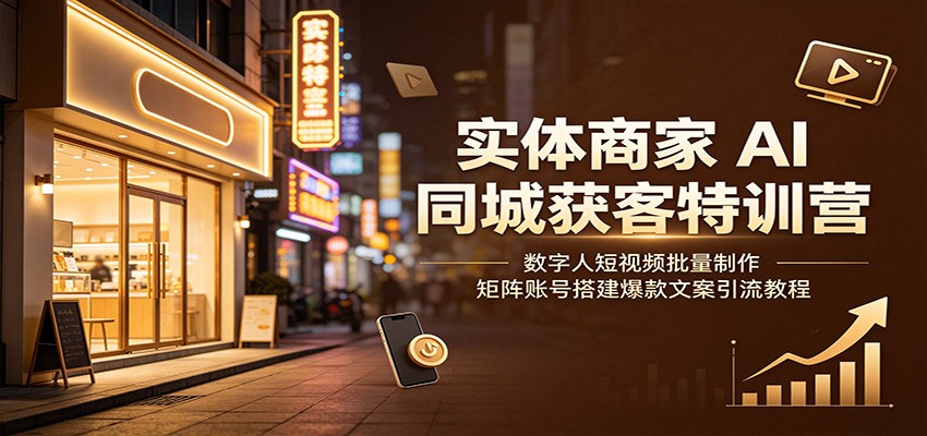 实体商家AI同城获客特训营：数字人短视频批量制作，矩阵账号搭建爆款文案引流教程-孔明聊项目