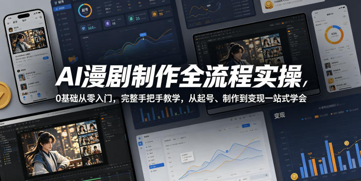 AI漫剧制作全流程实操，0基础从零入门，完整手把手教学，从起号、制作到变现一站式学会(更新)-孔明聊项目