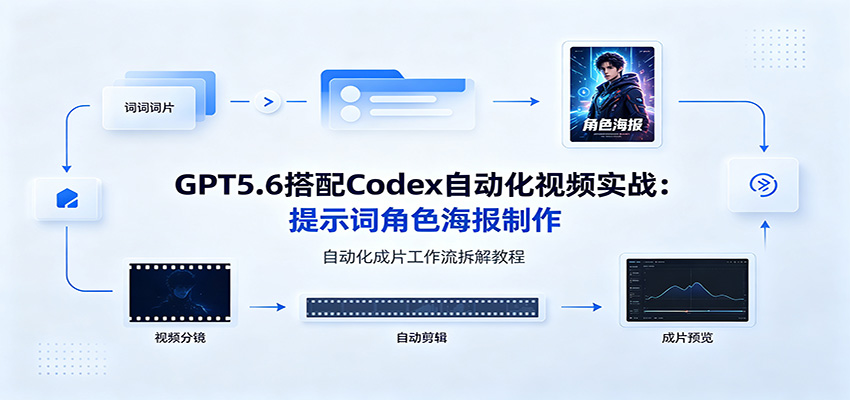 GPT5.6搭配Codex自动化视频实战：提示词角色海报制作，自动化成片工作流拆解教程-孔明聊项目