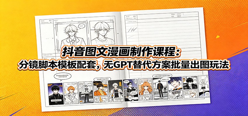 抖音图文漫画制作课程：分镜脚本模板配套，无GPT替代方案批量出图玩法-孔明聊项目