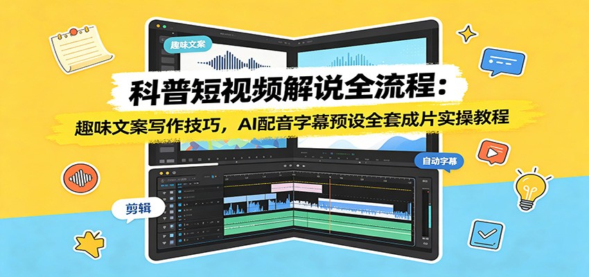 科普短视频解说全流程：趣味文案写作技巧，AI配音字幕预设全套成片实操教程-孔明聊项目