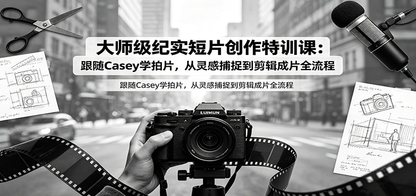 大师级纪实短片创作特训课：跟随Casey学拍片，从灵感捕捉到剪辑成片全流程-孔明聊项目