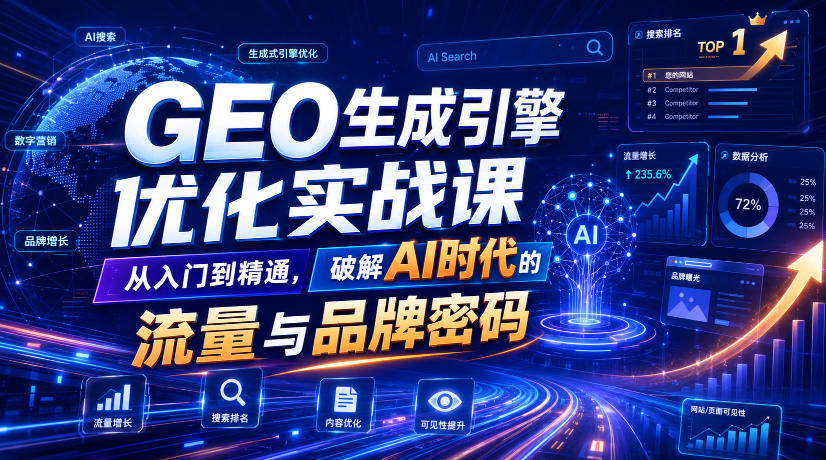 GEO生成引擎优化实战课，从入门到精通，破解AI时代的流量与品牌密码-孔明聊项目