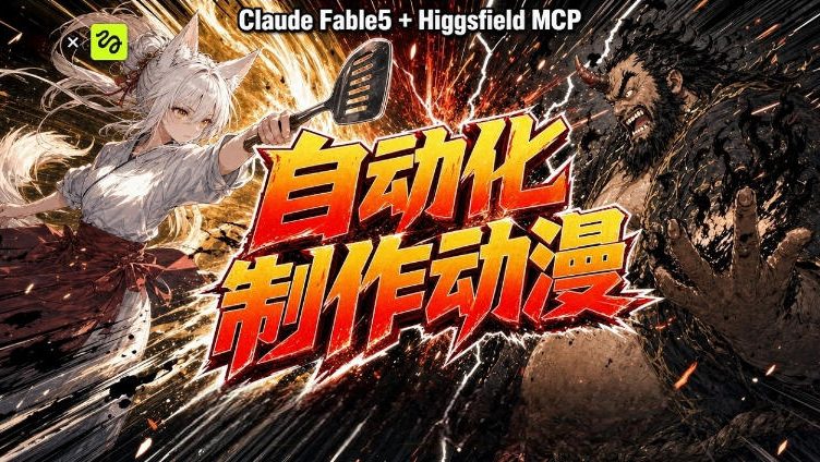 AI自动化动漫制作！Claude Fable 5接入Higgsfield MCP，直接生成完整创意内容-孔明聊项目
