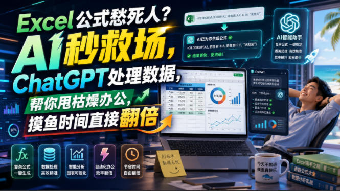 Excel公式愁死人？AI秒救场，ChatGPT处理数据，帮你甩枯燥办公，摸鱼时间直接翻倍【原创双语字幕】-孔明聊项目