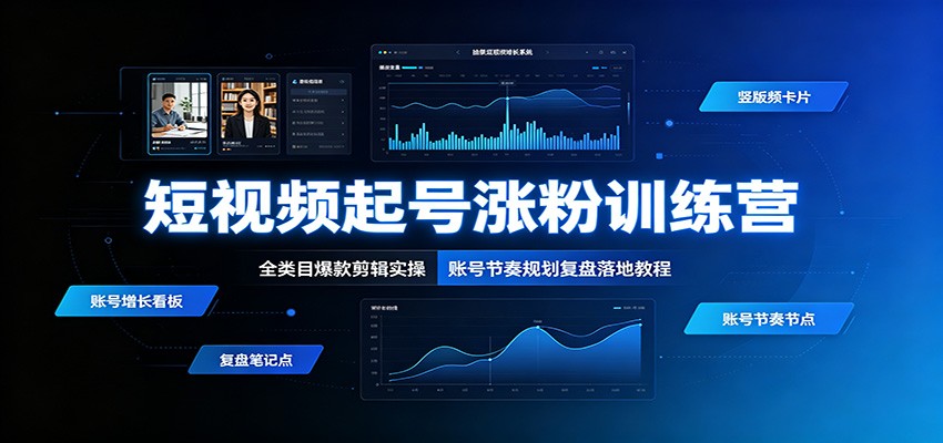 短视频起号涨粉训练营：全类目爆款剪辑实操，账号节奏规划复盘落地教程-孔明聊项目