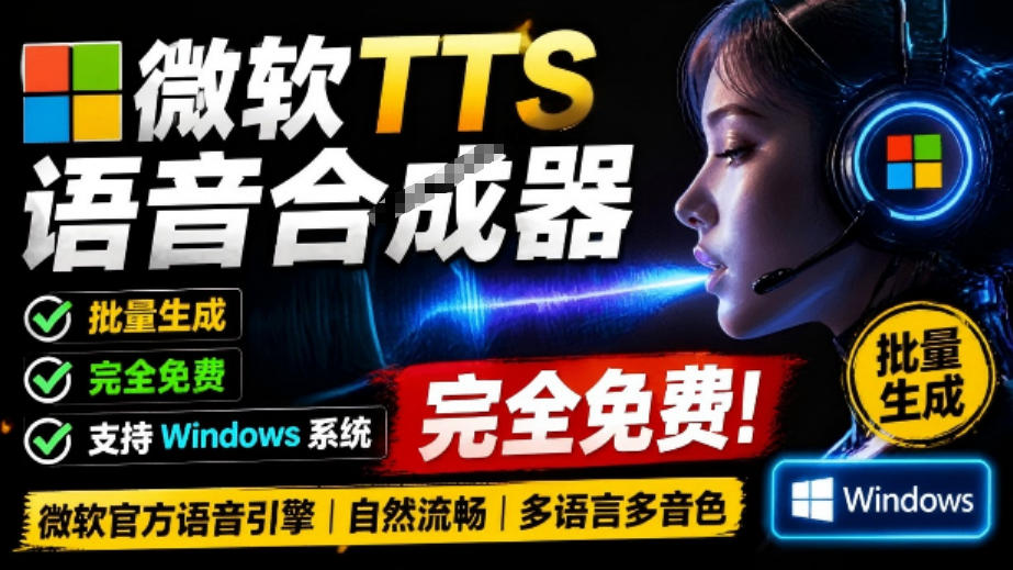 微软TTS免费语音配音生成器，完全免费，支持多语音、多音色选择，Windows系统专用TTS语音合成器-孔明聊项目