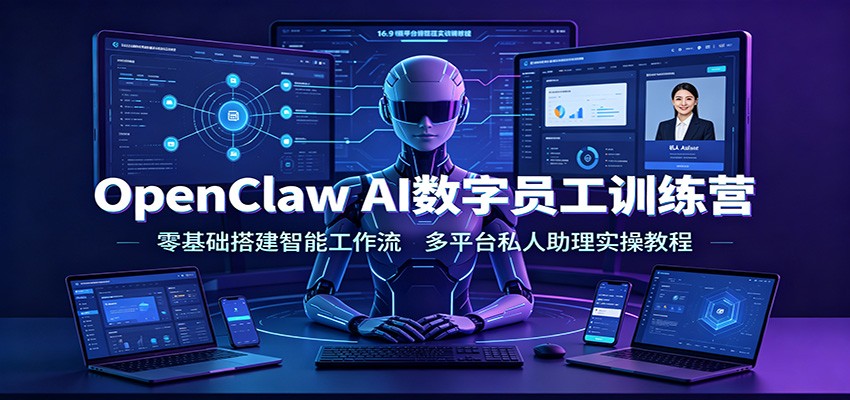 OpenClaw AI数字员工训练营：零基础搭建智能工作流，多平台私人助理实操教程-孔明聊项目
