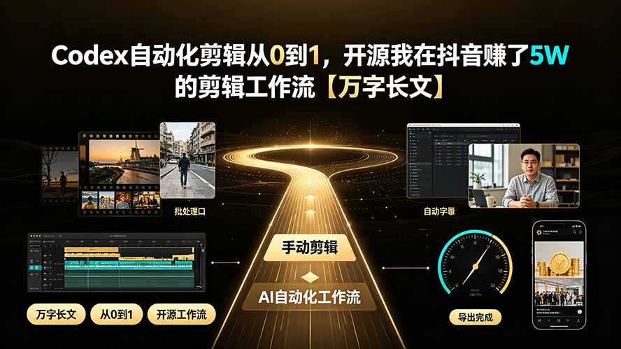 Codex自动化剪辑从0到1，开源我在抖音赚了5W 的剪辑工作流【万字长文】-孔明聊项目