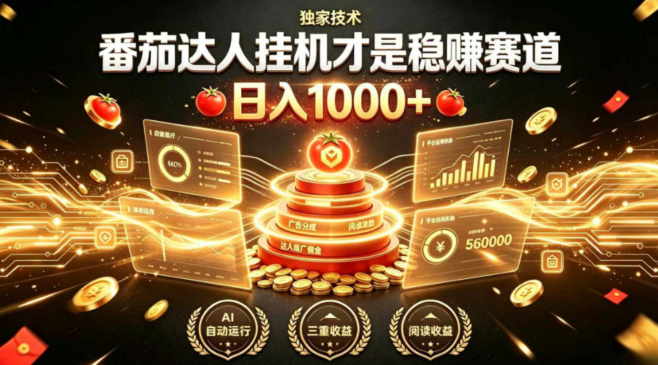 别再瞎找副业！番茄达人挂G才是稳賺赛道，日入1000+，全程傻瓜式操作，可矩阵放大【揭秘】-孔明聊项目
