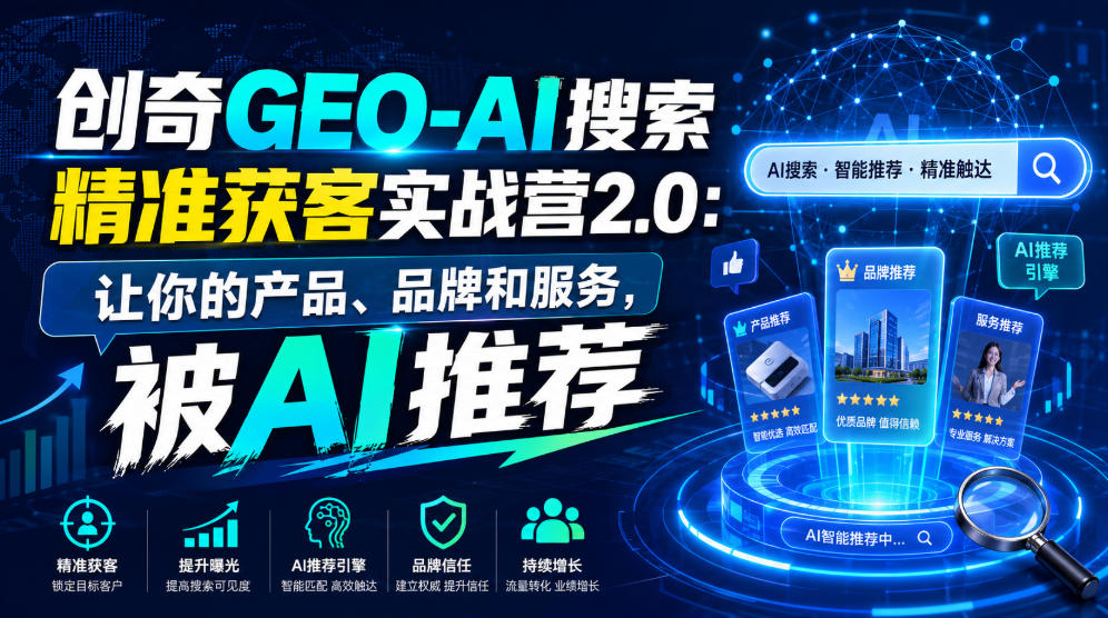创奇GEO-AI搜索精准获客实战营2.0：让你的产品、品牌和服务，被AI推荐-孔明聊项目
