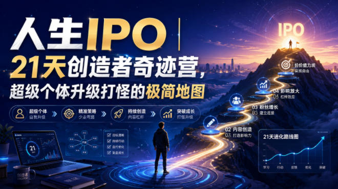 人生IPO︱21天创造者奇迹营，超级个体升级打怪的极简地图-孔明聊项目