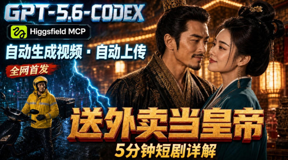 GPT-5.6 Codex+Higgsfield MCP：一条指令生成5分钟短剧并自动上传YouTube(油管)-孔明聊项目