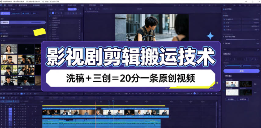 影视剧剪辑搬运技术，洗稿+三创=20分一条原创视频-孔明聊项目