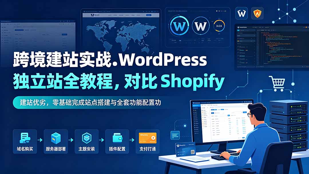 跨境建站实战：WordPress 独立站全教程，对比 Shopify 建站优劣，零基础完成站点搭建与全套功能配置-孔明聊项目