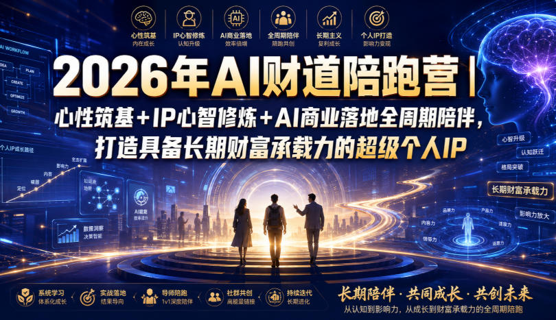 2026年AI财道陪跑营｜心性筑基+IP心智修炼+AI商业落地全周期陪伴，打造具备长期财富承载力的超级个人IP-孔明聊项目