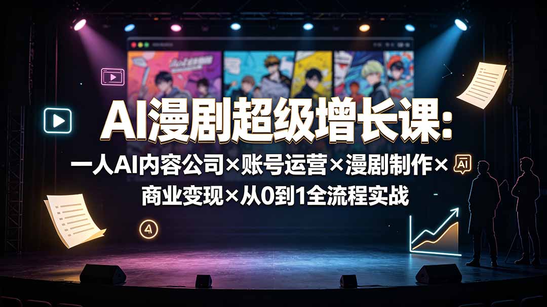 AI漫剧超级增长课：一人AI内容公司×账号运营×漫剧制作×商业变现×从0到1全流程实战-孔明聊项目