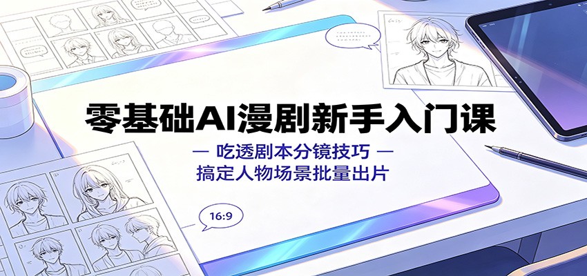 零基础AI漫剧新手入门课：吃透剧本分镜技巧，搞定人物场景批量出片-孔明聊项目