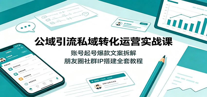 公域引流私域转化运营实战课：账号起号爆款文案拆解，朋友圈社群IP搭建全套教程-孔明聊项目