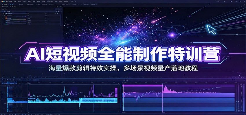 AI短视频全能制作特训营：海量爆款剪辑特效实操，多场景视频量产落地教程-孔明聊项目