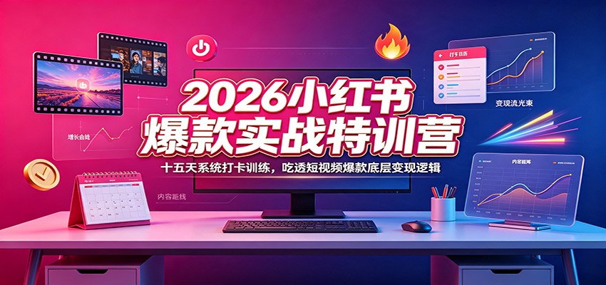 2026小红书爆款实战特训营：十五天系统打卡训练，吃透短视频爆款底层变现逻辑-孔明聊项目