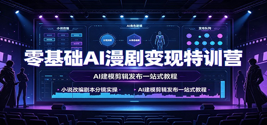 零基础AI漫剧变现特训营：小说改编剧本分镜实操，AI建模剪辑发布一站式教程-孔明聊项目