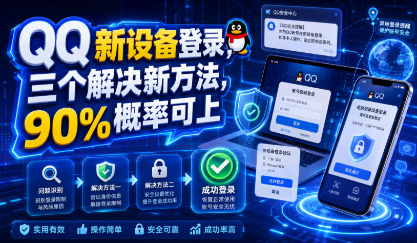 QQ新设备登录，三个解决新方法，90%概率可上-孔明聊项目