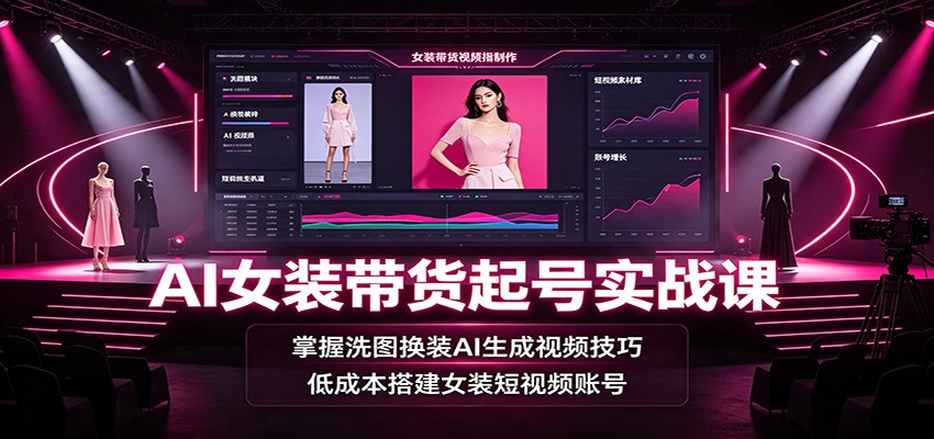 AI女装带货起号实战课：掌握洗图换装AI生成视频技巧，低成本搭建女装短视频账号-孔明聊项目