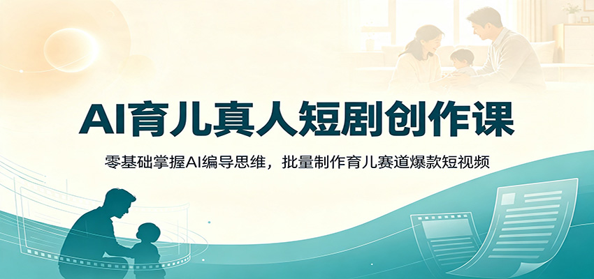 AI育儿真人短剧创作课：零基础掌握AI编导思维，批量制作育儿赛道爆款短视频-孔明聊项目