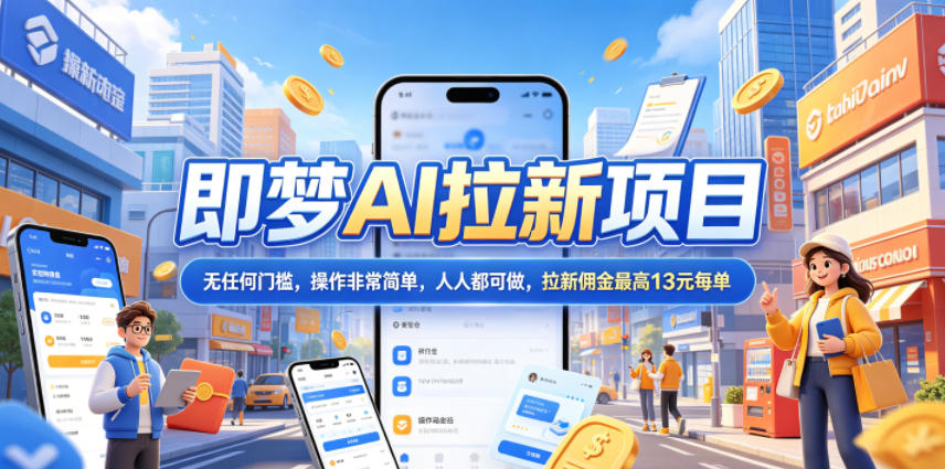 2026年即梦AI拉新项目最新玩法，无任何门槛，操作非常简单，人人都可做，拉新佣金最高13米每单(更新08月07日)-孔明聊项目
