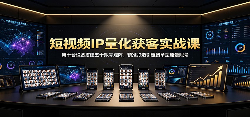短视频IP量化获客实战课：用十台设备搭建五十账号矩阵，精准打造引流接单型流量账号-孔明聊项目