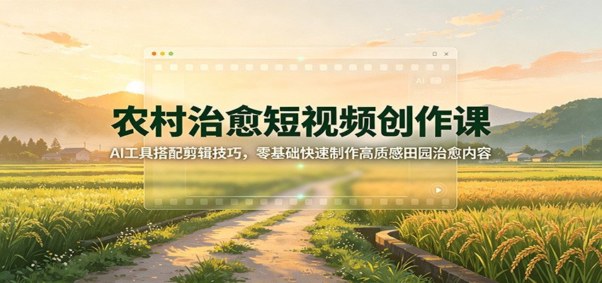 农村治愈短视频创作课：AI工具搭配剪辑技巧，零基础快速制作高质感田园治愈内容-孔明聊项目