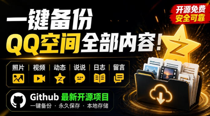 一键将你QQ空间全部内容备份下来！照片/视频/动态信息全存本地，Github最新开源项目QzoneArchive-孔明聊项目