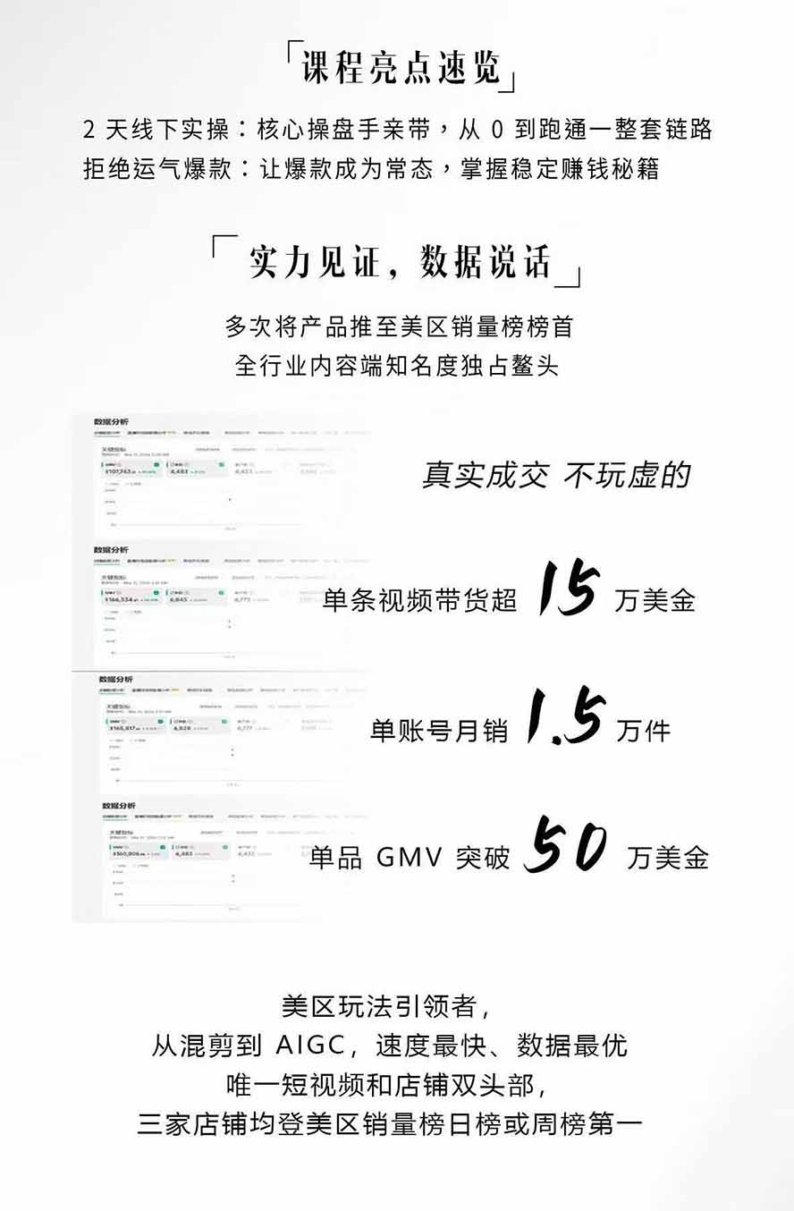 图片[2]-AIGC×TikTok美区短视频带货线下课；两天一夜完整回放，12小时高清视频收录头部操盘手全流程教学-孔明聊项目