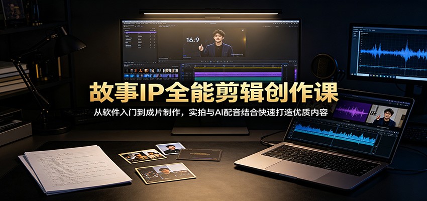 故事IP全能剪辑创作课：从软件入门到成片制作，实拍与AI配音结合快速打造优质内容-孔明聊项目