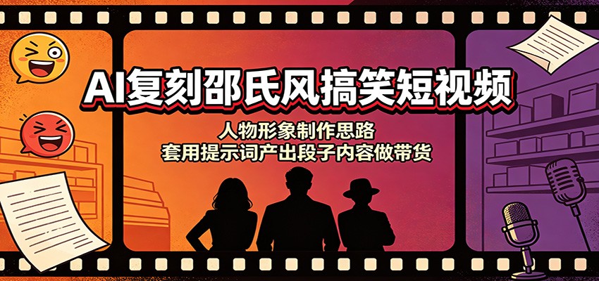 AI复刻邵氏风搞笑短视频：人物形象制作思路，套用提示词产出段子内容做带货-孔明聊项目