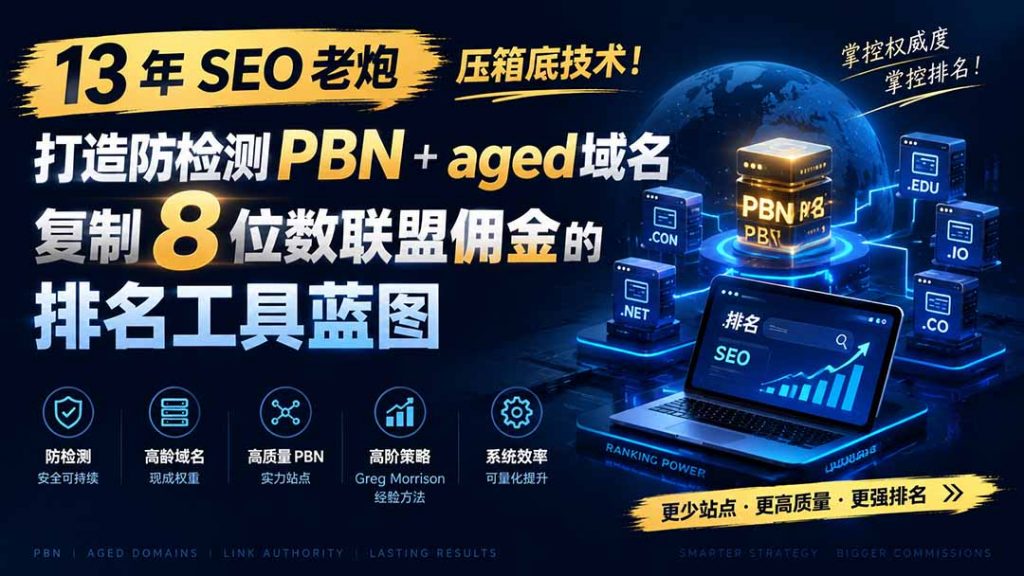 13 年 SEO 老炮压箱底技术!打造防检测 PBN+aged 域名,复制 8 位数联盟佣金的排名工具蓝图【原创双语字幕】-孔明聊项目