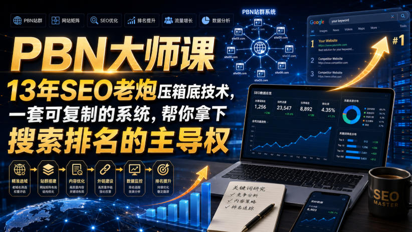 PBN大师课13年SEO老炮压箱底技术，一套可复制的系统，帮你拿下搜索排名的主导权【原创双语字幕】-孔明聊项目