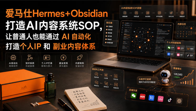 爱马仕Hermes+Obsidian打造AI内容系统SOP，让普通人也能通过 AI 自动化打造个人IP 和 副业内容体系-孔明聊项目