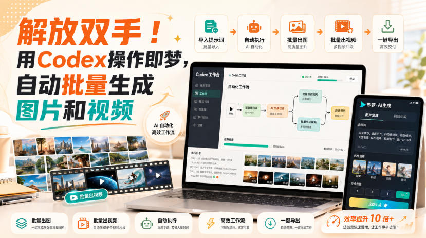 解放双手！用Codex操作即梦，自动批量生成图片和视频-孔明聊项目
