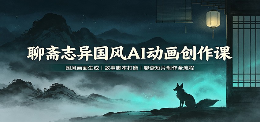 聊斋志异国风AI动画创作课：国风画面生成，故事脚本打磨，聊斋短片制作全流程-孔明聊项目