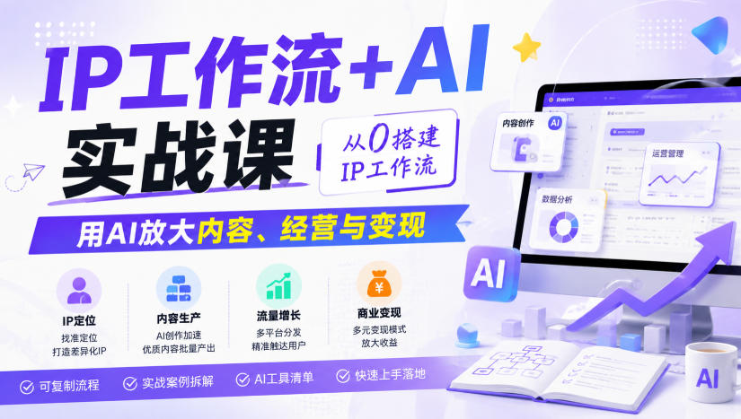 IP工作流+AI实战课，从0搭建IP工作流，用AI放大内容、经营与变现-孔明聊项目