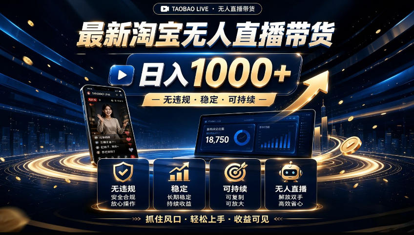 2026淘宝无人直播15.0，独家新技术，不用露脸、不用熬夜，自动直播自动出单，25小时卖17W【揭秘】-孔明聊项目