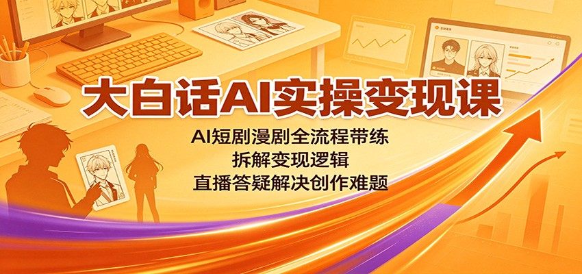 大白话AI实操变现课：AI短剧漫剧全流程带练，拆解变现逻辑，直播答疑解决创作难题-孔明聊项目