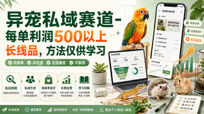 异宠私域赛道-每单利润500以上长线品，方法仅供学习-孔明聊项目