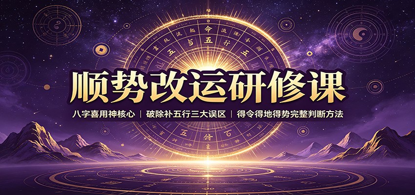 顺势改运研修课：八字喜用神核心，破除补五行三大误区，得令得地得势完整判断方法-孔明聊项目